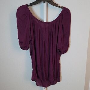 ​Joie Silk Puff Sleeve Top - Magenta Purple - Back Bow Accents - Size L
